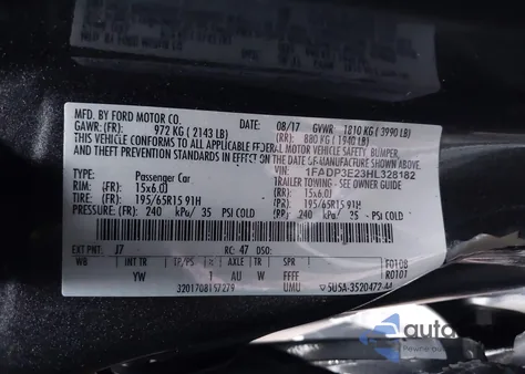 2017 Ford Focus S из США, поврежденный, VIN 1FADP3E23HL328182